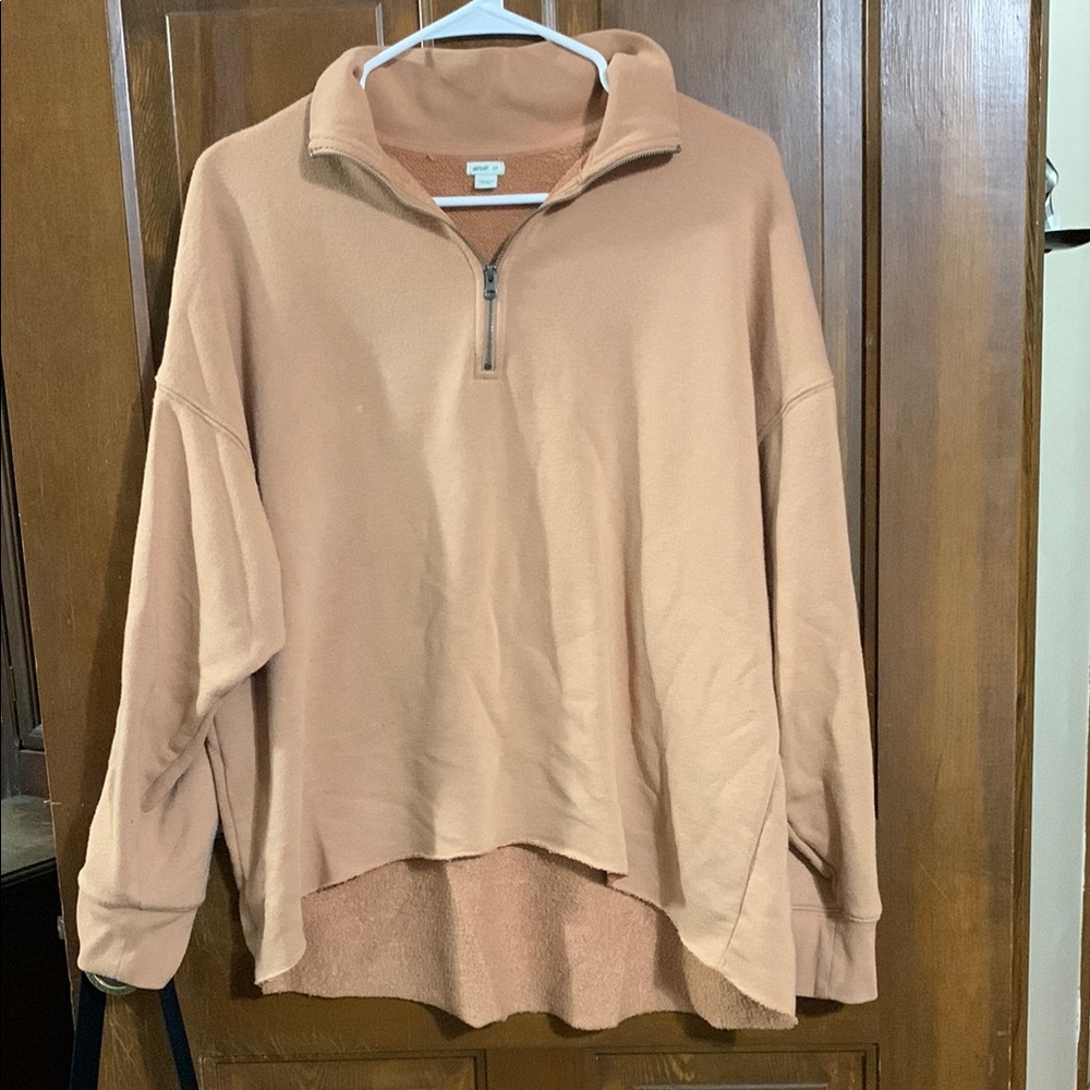 Aerie Tan Quarter-Zip Pullover Jacket